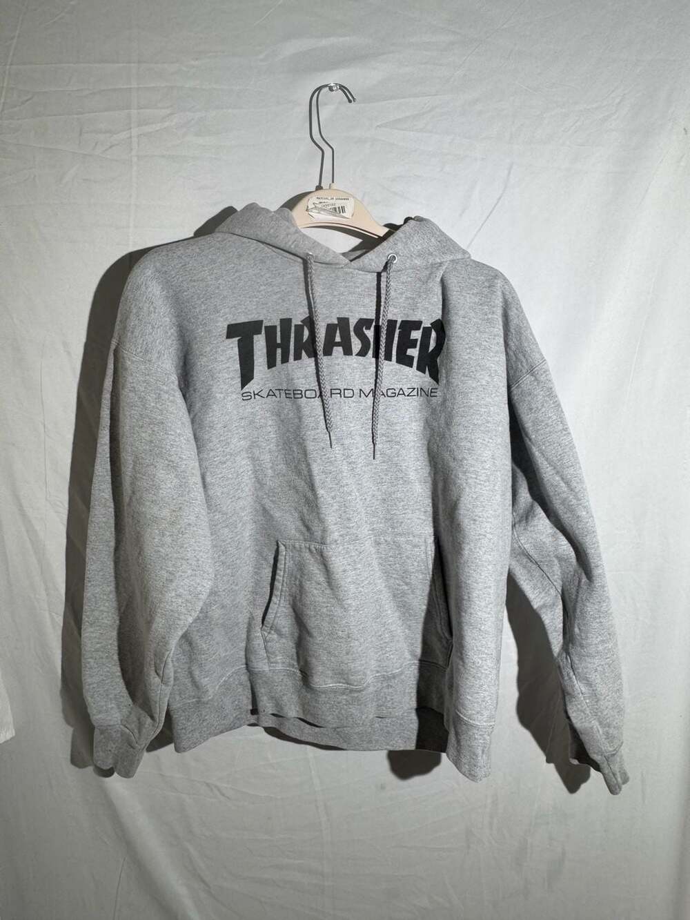 Thrasher Skateboard Magazine Hoodie Sweatshirt Mens Large L Grey Pullover Skateb